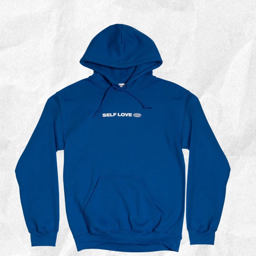 PETALS AND PEACOCKS INDIGO SELF LOVE HOODIE